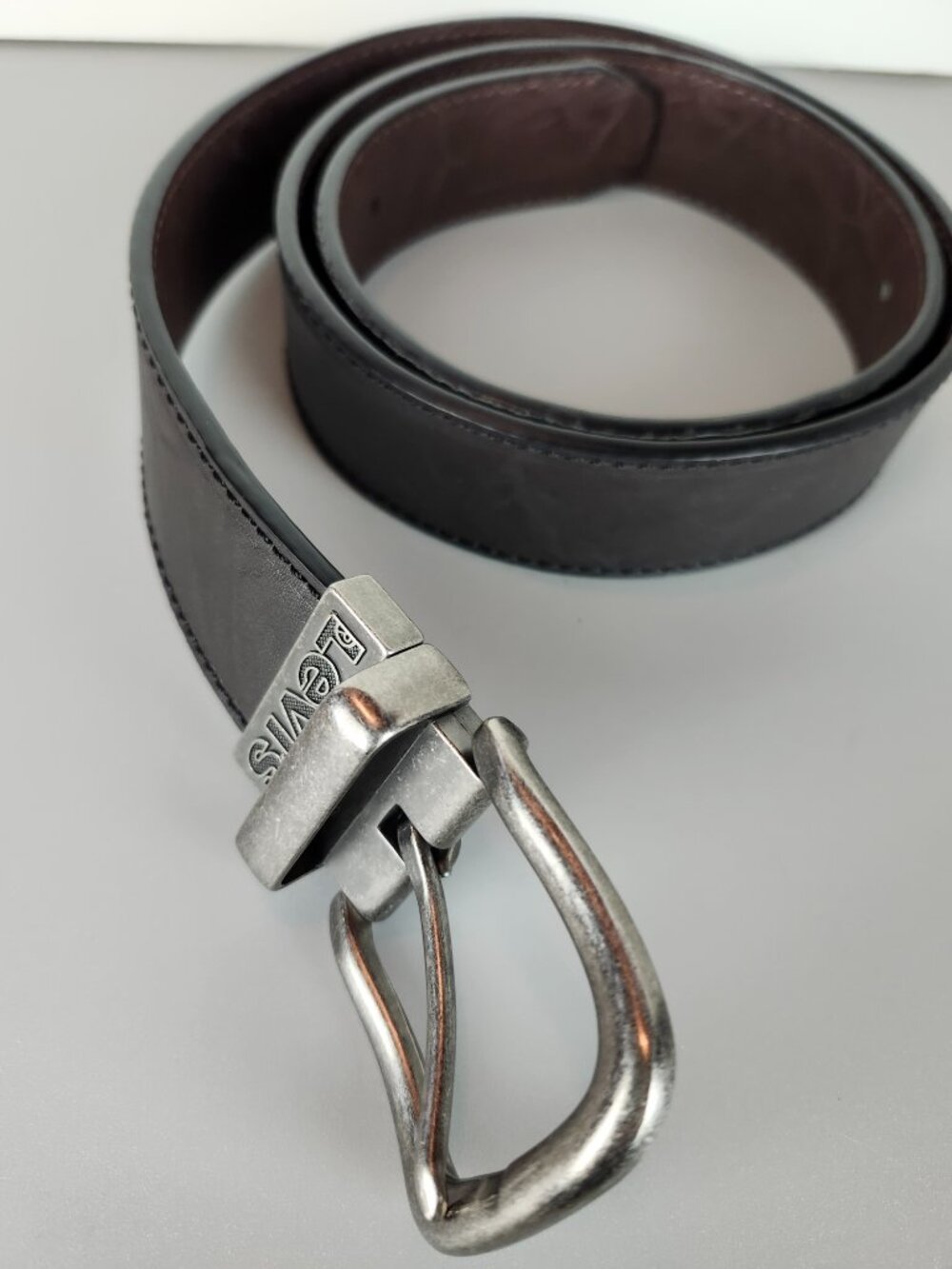 Levis Men's Dark Brown Leather Belt - Size L 38-40